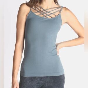 Triple Cross Tank Top Blue Size M Stretchy
